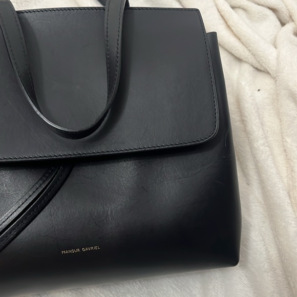 Mansur Gavriel Lady bag in black leather red interiorr Shoulder Bags